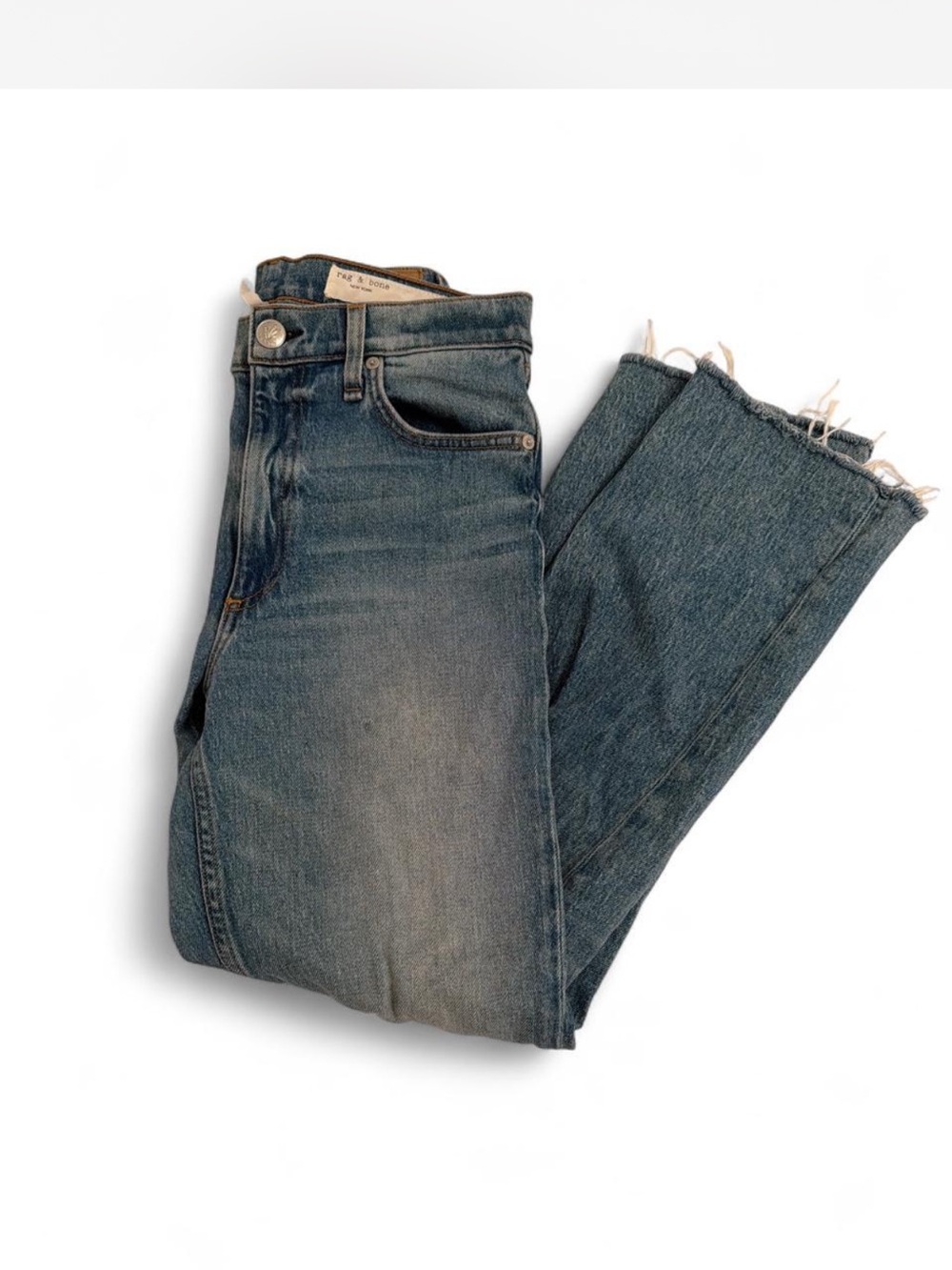 rag & bone Women's Straight-Leg Jeans in Washed Blue